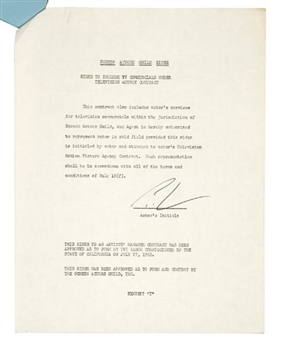 Peter Lawford Signed 1962 Contract